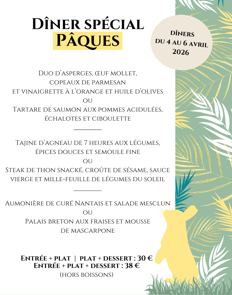 Menu Paques Restaurant Vannes Centre Hotel Best Western Cote Patio